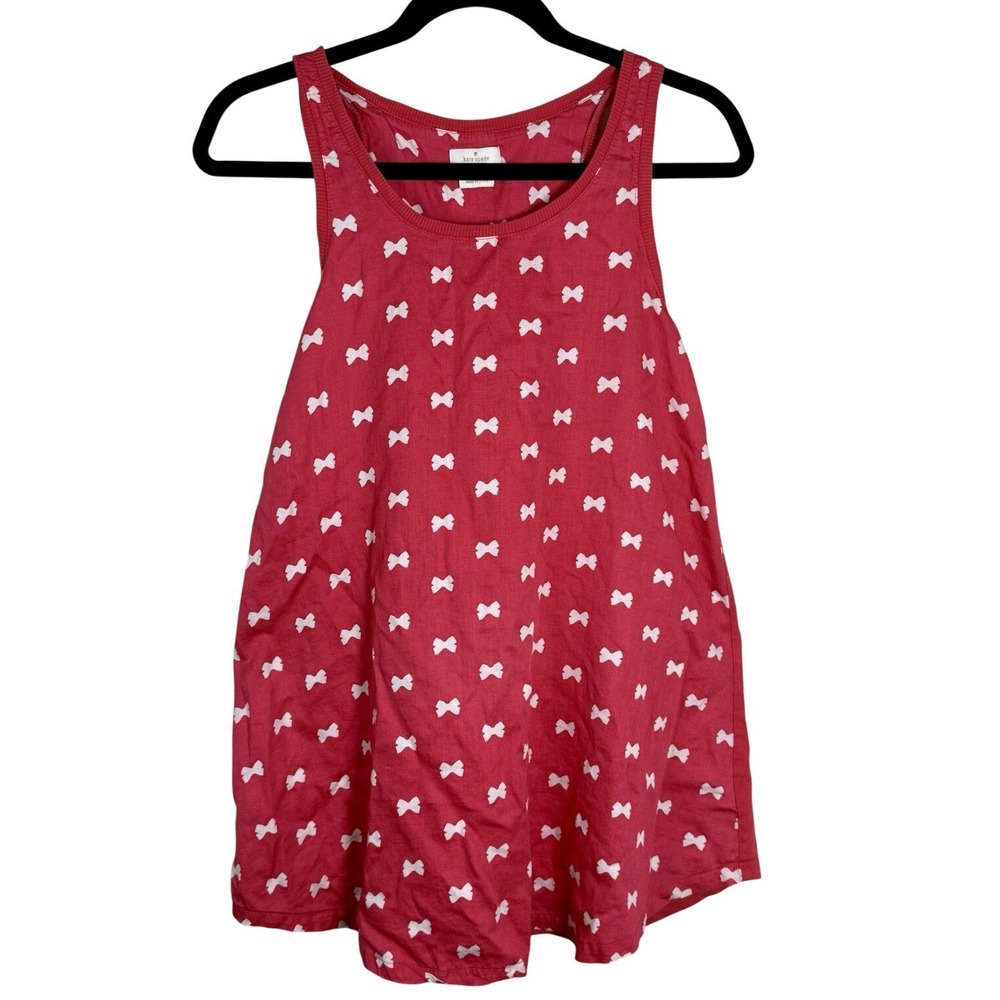 Kate Spade New York Red White Bow‎ Print Tank Babydoll Pajama Dress  Womens S